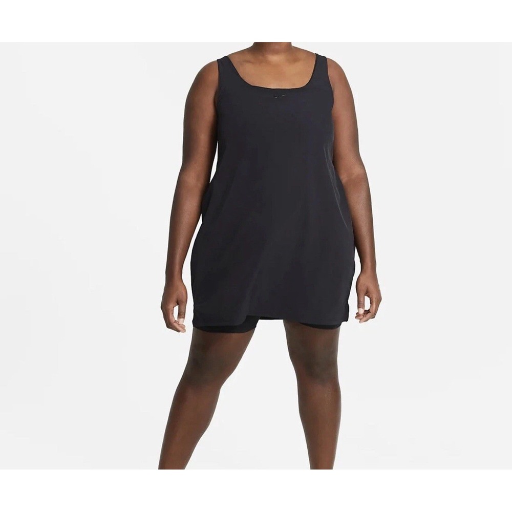 $90 NEW Nike Training Dress Bliss Luxe Women Sz 1X Black Built In Shorts Dri Fit